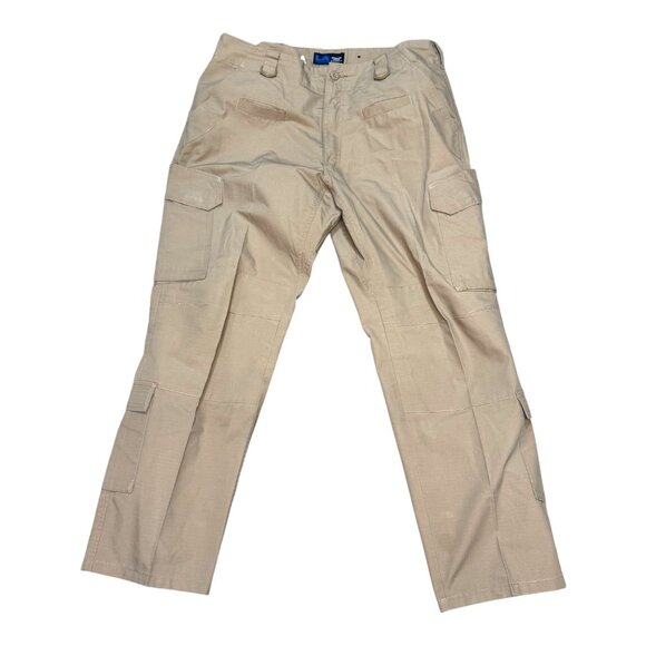 LA Police Gear Operator Cargo Tactical Pants 38x32  Khaki Cotton Blend Mens Wear - Picture 1 of 5